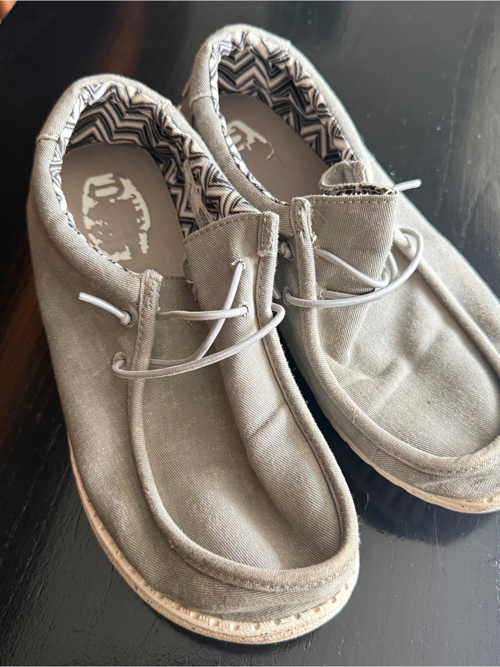 Boys Size 5 HeyDude Wally Grey Slip ons